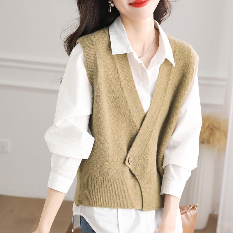 Trendy Women's Spring Knit Sweater Vest Cardigan