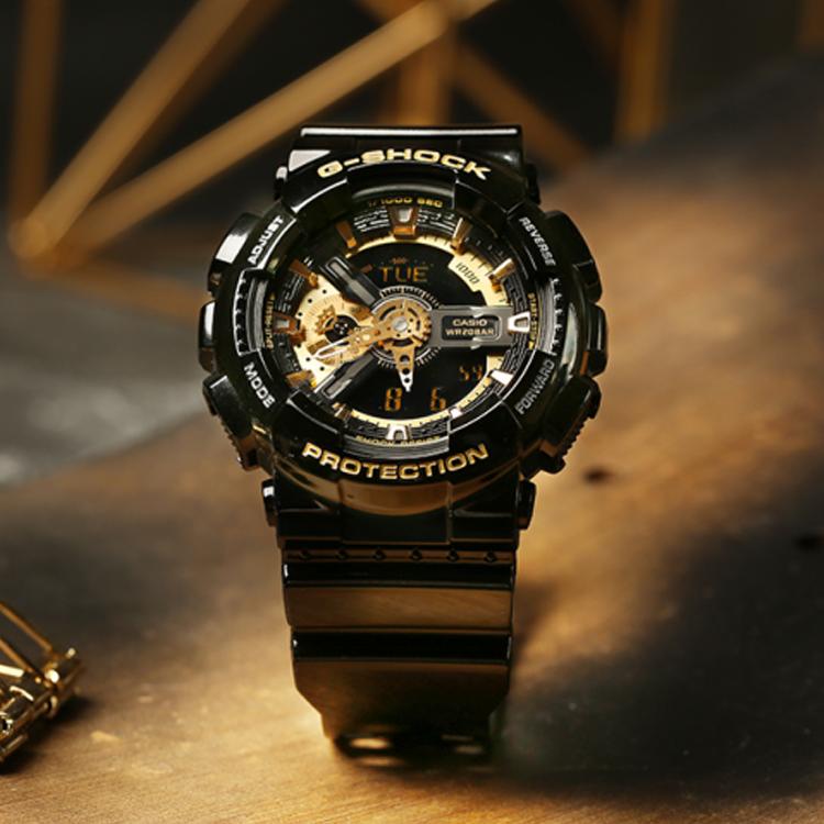 G-Shock 200M Waterproof Quartz Movement Resin Strap Watch Men Watches Black GA-110GBX-1APR