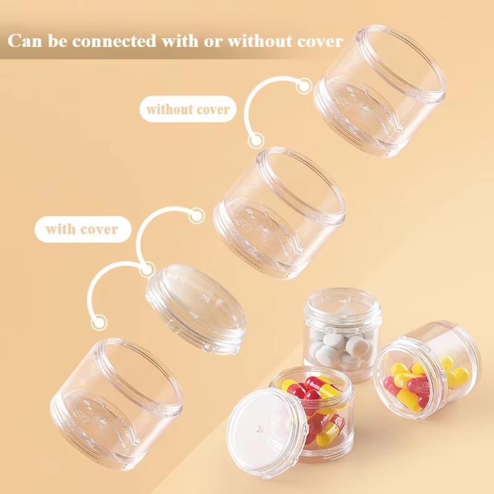 Portable 8 Colors Pill Case Plastic Stackable Weekly Tablet Holder Sealed Storage with Lid 7 Days Pill Box Travel