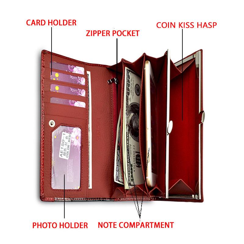Women's Genuine Crocodile Pattern Patent Leather Wallet with Snap Button and Card Holder