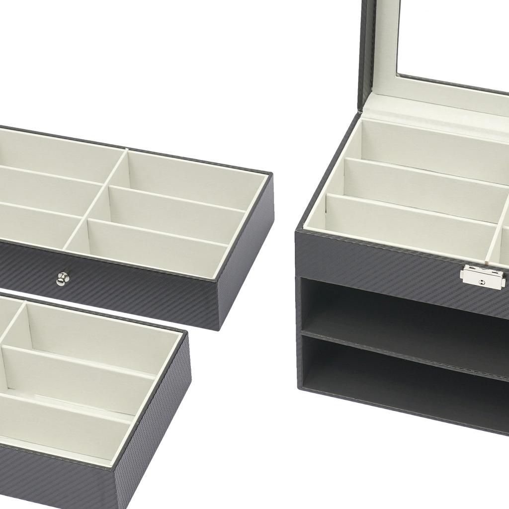 Three-layer 18-slot Sunglasses and Eyeglasses Storage Box, Watch Case, Glasses Accessories Display Organizer, Gift