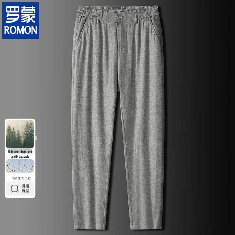 ROMON Men s Loose Fit Linen Blend Casual Pants 3XL