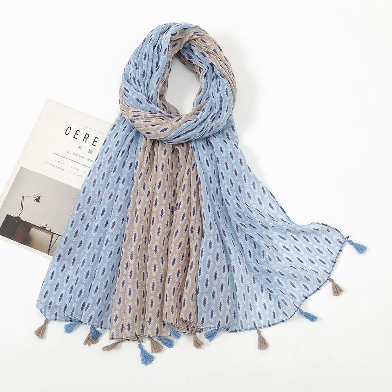 Autumn and winter small fresh rendering ink painting butterfly printing warm shawl, travel beach towel cotton and linen feel scarf