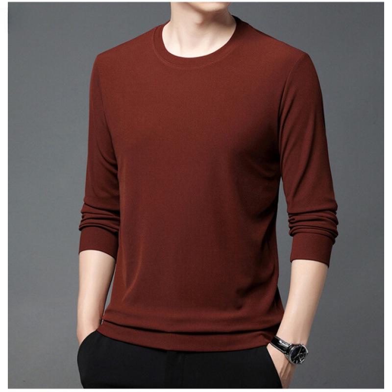 Hanorac pentru bărbați, primăvară, secțiune subțire nouă, bărbați tineri și de vârstă mijlocie, tricou cu mâneci lungi, cu gât rotund, cămașă lejeră cu fundul liber