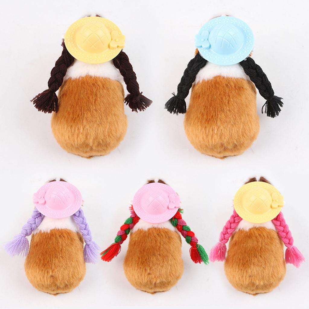 Mini Hat with Long Braids For Cockatiel Parrots Small Pet Party Photo Props Soft Guinea Pigs Hamster Costume Accessories