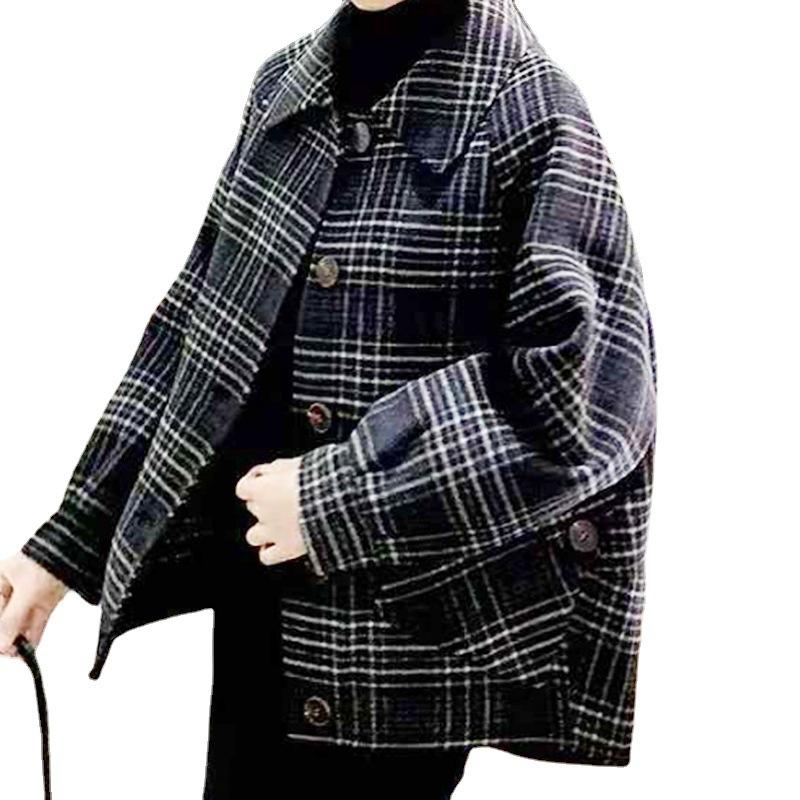 Autumn and winter new fashion single-breasted loose casual coat women's double-sided short cashmere coat tide