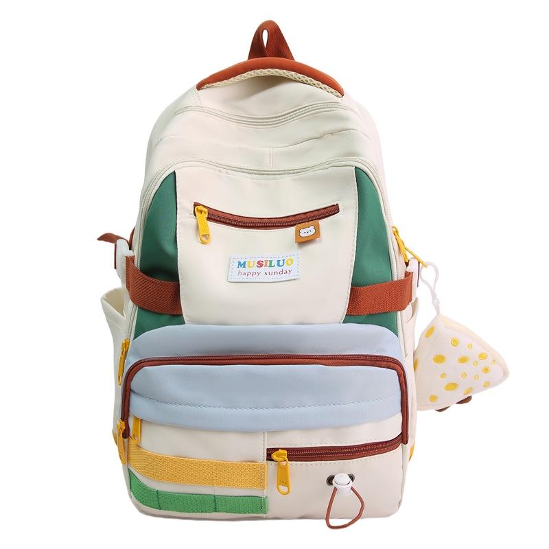 Student Schoolbag Female Korean Version Contrasting Colors Sweet Middle and High School Students Backpack Small Fresh Large Capacity Casual Backpack