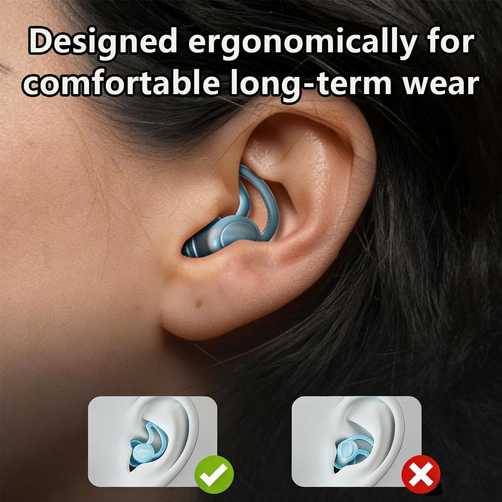 2 Pair Ear Plugs for Sleeping, Earplugs for Swimming, Earbuds Noise Cancellation, Earplugs with Eartips and Blue Case for Biking, Swimming, Conce