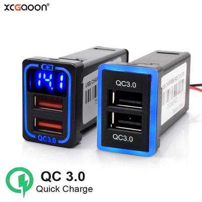 QC3.0 Car USB Port Fast Charger For TOYOTA Camry Land Cruiser 200 RAV4 Corolla Smartphone Quick Charging Adapter LED