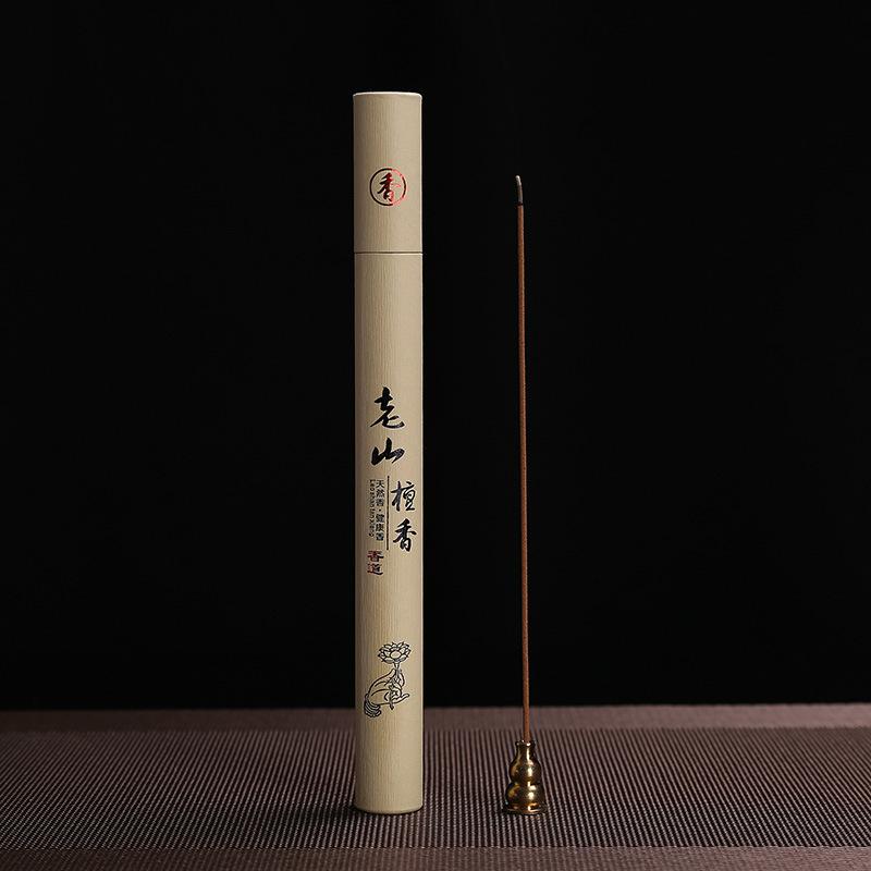 1Box Sandalwood / Agarwood / Mugwort / Cliff Cypress Incense Sticks With 1 Metal Incense Burner for Simple Home Decor