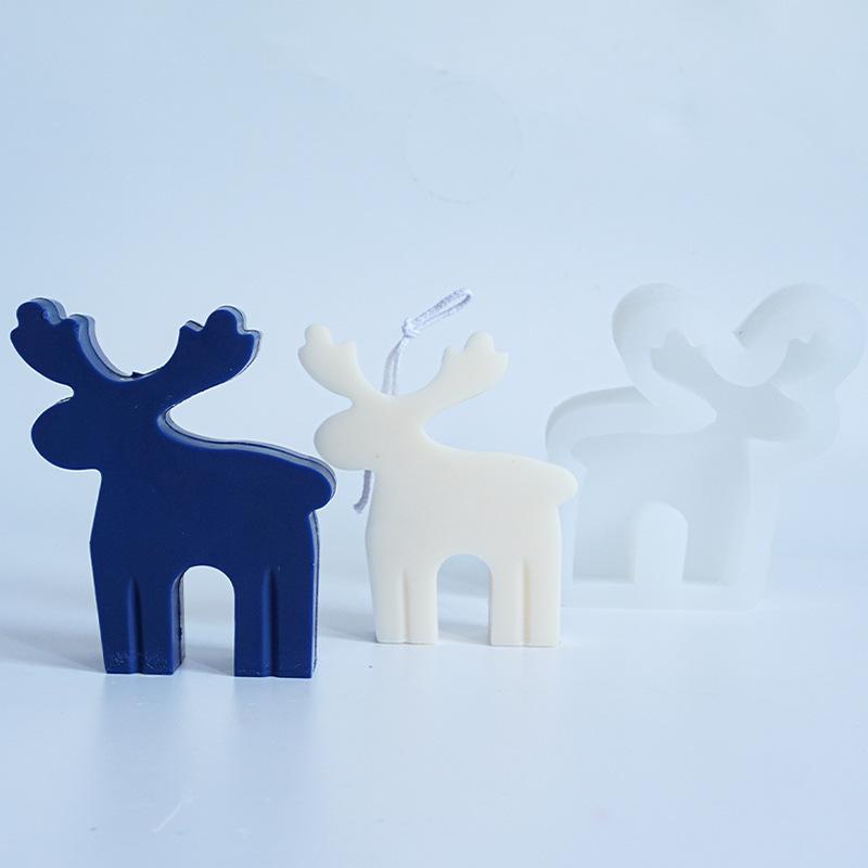 Christmas Reindeer Silicone Candle Mold Handmade Candle Making Supplies DIY Epoxy Gypsum Soap Cake Baking Tools Christmas Gifts