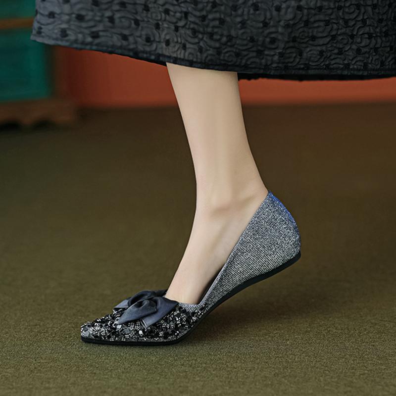 Fashion Spring Summer Shoes Women Flats Elegant Office Lady Shoes Pointed toe Brand Ladies Single Shoes Gold Blue Plus SIze 42 D291