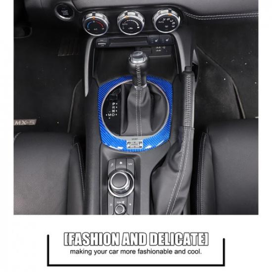 Blue Carbon Fiber Center Console Gear Shift Panel Sticker for Mazda MX-5 16-23