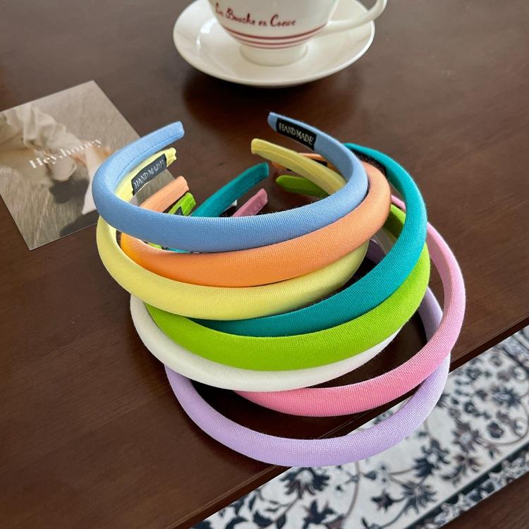 Sweet Candy-colored Fine-style Sponge Hairband for Girls, A New Trendy Korean Version of French-style Colorful Headband Hair Accessory