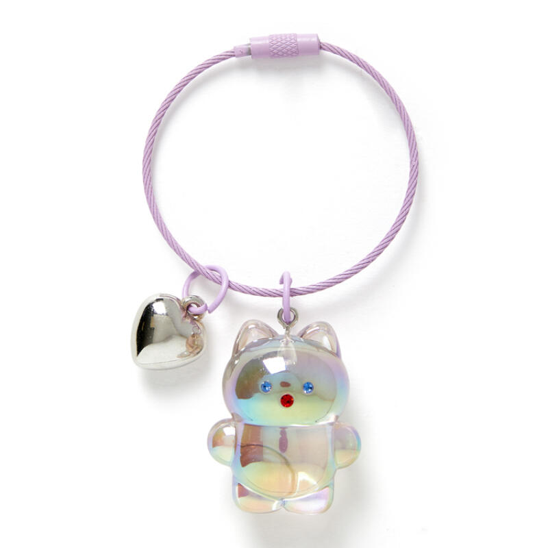 Clear Acrylic Keychain Heart Cat (16014090)