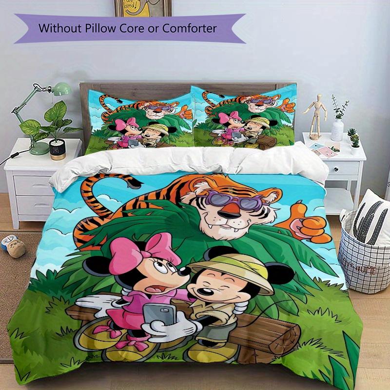 3pcs Minnie Mouse & Friends Jungle Adventure Bedding Set 1 Soft Quilt Cover + 2 Pillowcases, Machine Washable Suitable for All Seasons Q073