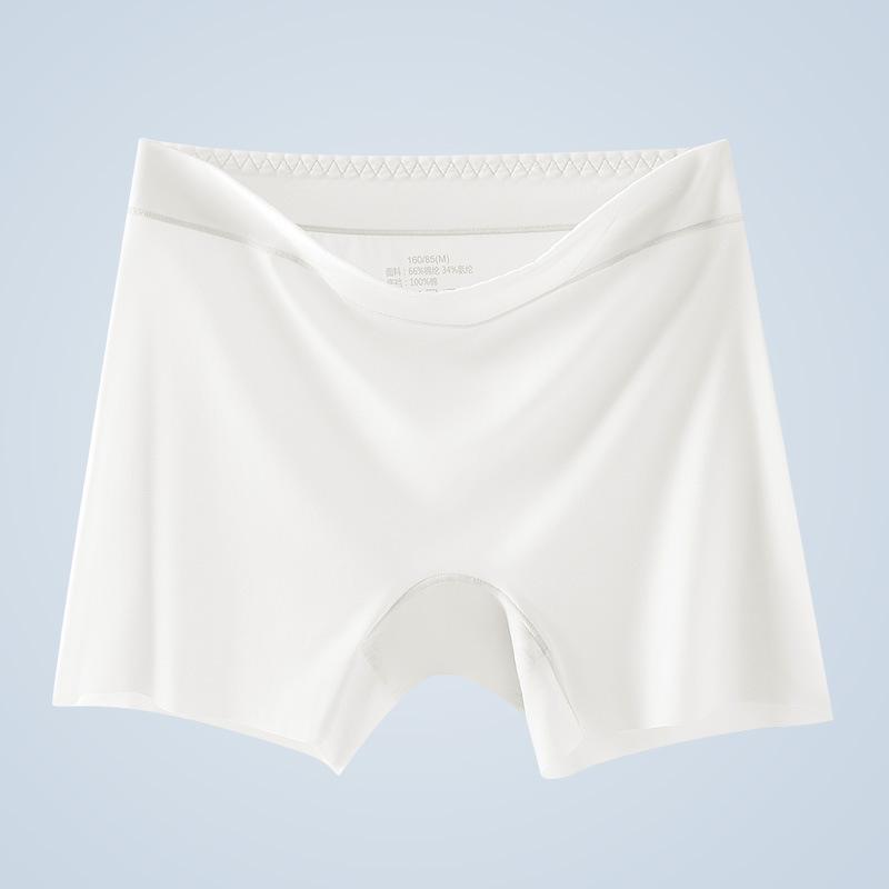 Large Size Ice Silk Seamless Safety Pants with High Waist and Anti Glare Bottom Non Rolled Edge Flat Corner Women's Panties