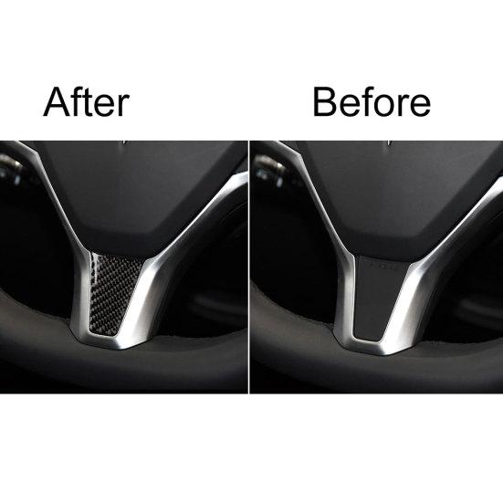 Carbon Fiber Car Steering Wheel Cover Sticker Interior Decor for Tesla Model S X