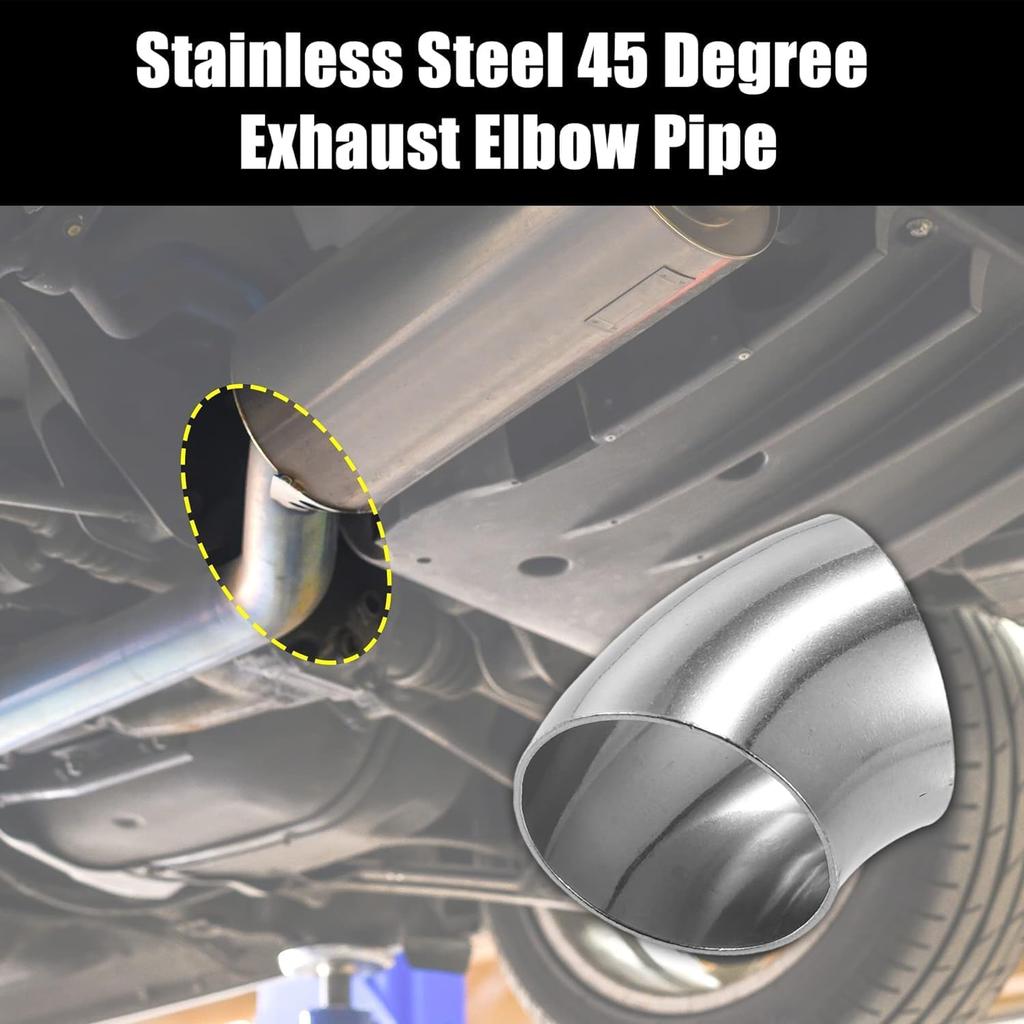 Vechkom 4 PCS 2.5'' Exhaust Elbow 45 Degree Pipe 304 Stainless Steel Mandrel Bend Elbow 2.5 Inch OD Mandrel Elbow Thickness for Car Modified Exhaust