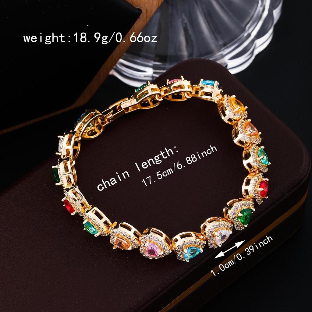 Super Sparkling Color Love Zircon Full Diamond Bracelet, Simple Design, Clear and Cold Feeling, French Court, Light Luxury Design Handpiece
