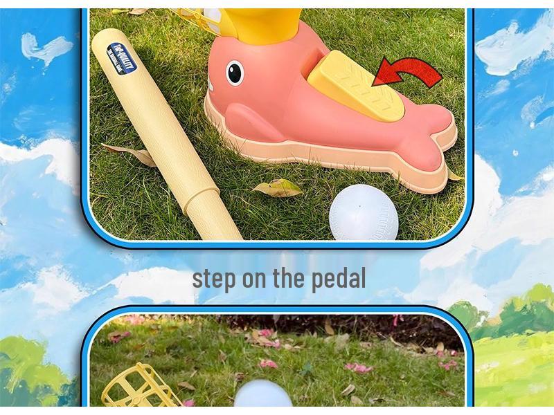 Cartoon Whale Baseball Launcher Set: Parent-Child Indoor/Outdoor Sports Toy