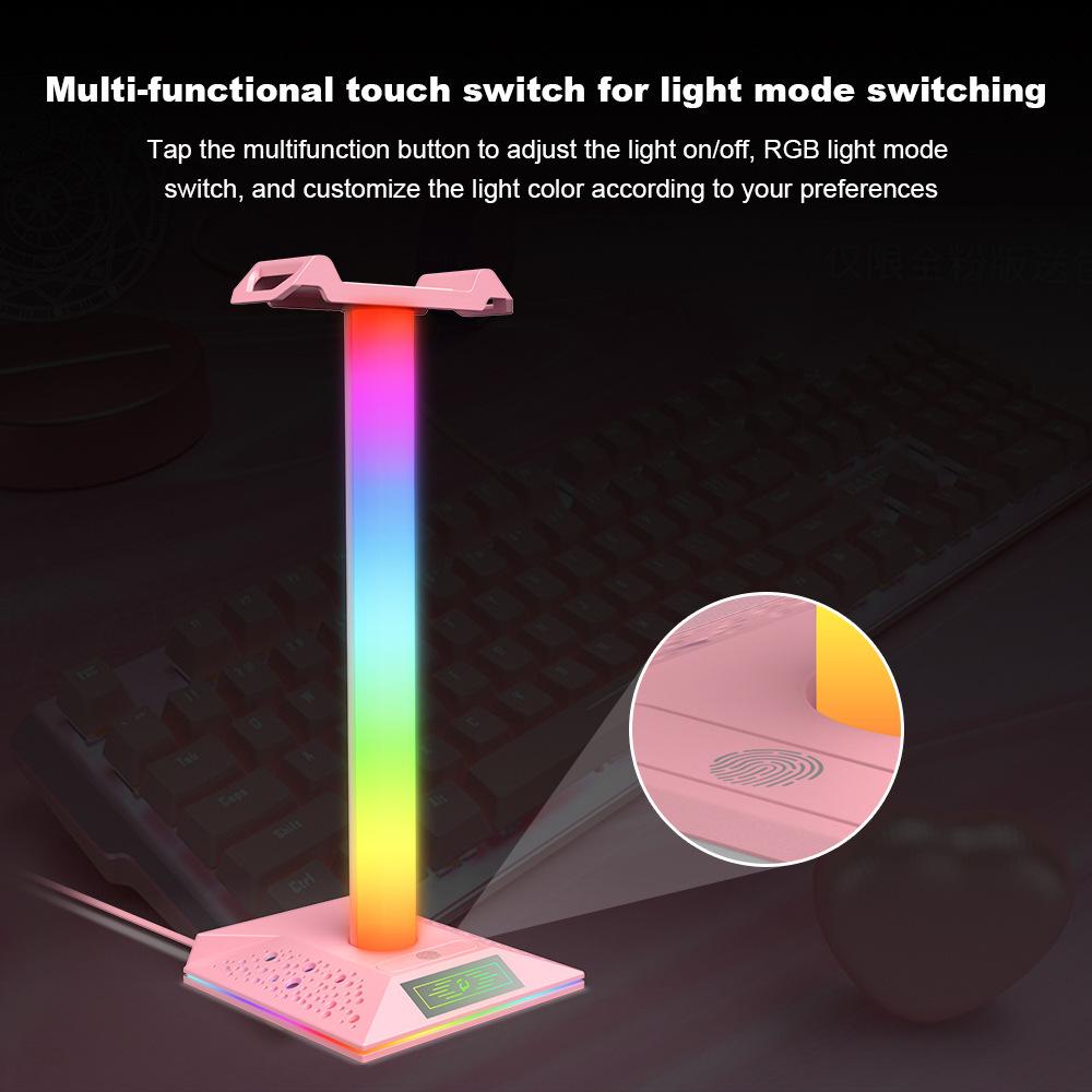 RGB-Kopfhörer-Displayständer Anti-Rutsch-Gaming-Headset-Halter Abnehmbarer Haken Platzsparendes Schreibtisch-Organisationssystem Für PUBG-Gamer