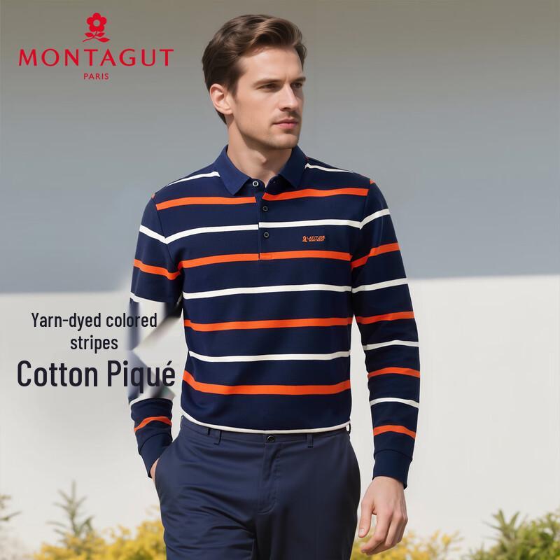 

MONTAGUT Men s Long-Sleeve Long-Staple Cotton Polo Shirt 50