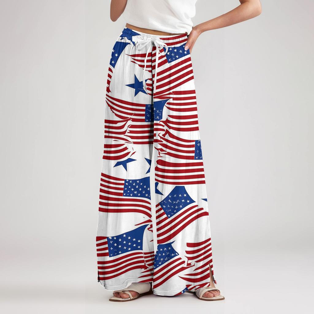 Womens Pants Wide Leg Drawstring High Waist Lounge Pants for Women with Casual Printed Design and Comfortable Fit