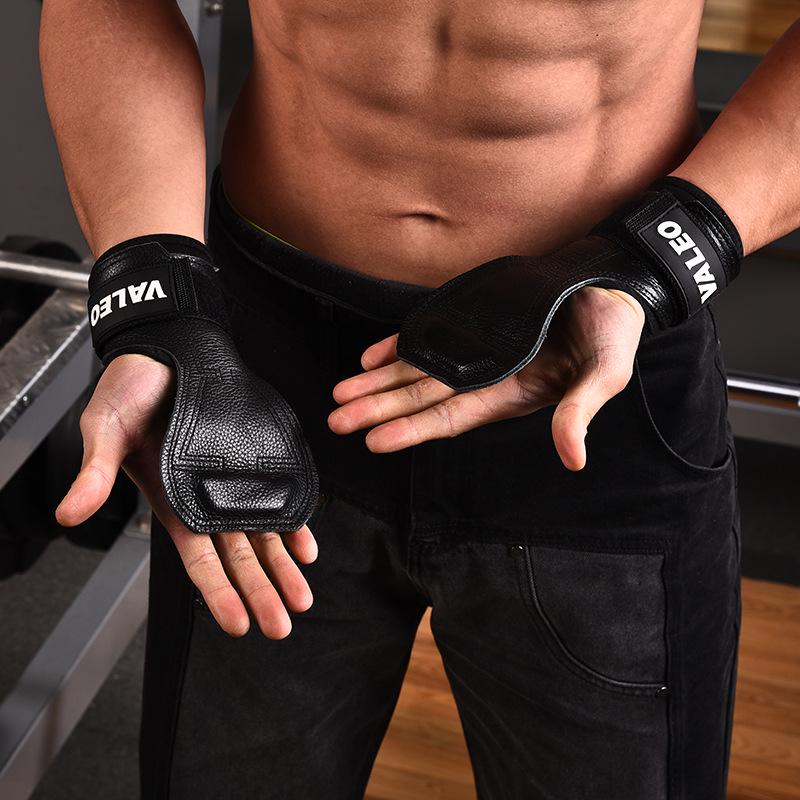 Cowhide Palm Protector with Wrist Wraps for Weightlifting, Pull-ups, and Deadlifts