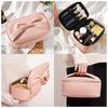 Rownyeon Makeup Large Vanity Ribbon Small Item Business Gift Pouch, Cute, Capacity, Compact, Pouch, Functional, Storage, Portable, Handle,