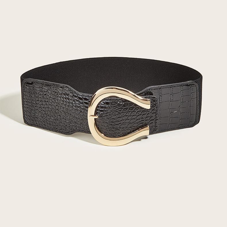 Buckle Fashion Gold Decoration Women Casual Wide Waist Belt For Use Daily