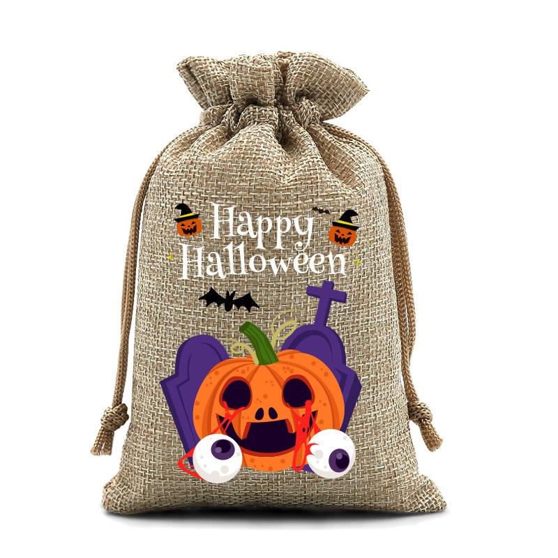 Halloween Kinder Zuckertüte Kürbis Geist Leinen Bündel Mundbeutel Geschenktüte Kordelzug Süßigkeitentasche Lager