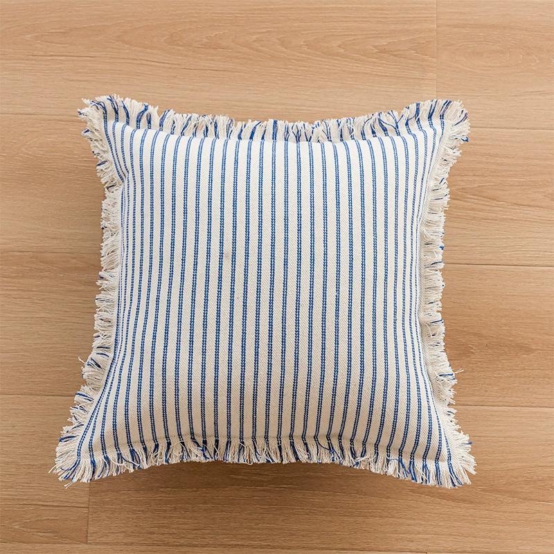 Throw Pillow Covers Set of 2 Striped Fringe Pillow Cover Farmhouse Cushion Covers with Tassel Neutral Boho Pillowcase for Couch