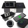 Countertop Socket Retractable Into the Countertop, Black, 2X USB, 2X 230V, Inductive Charger