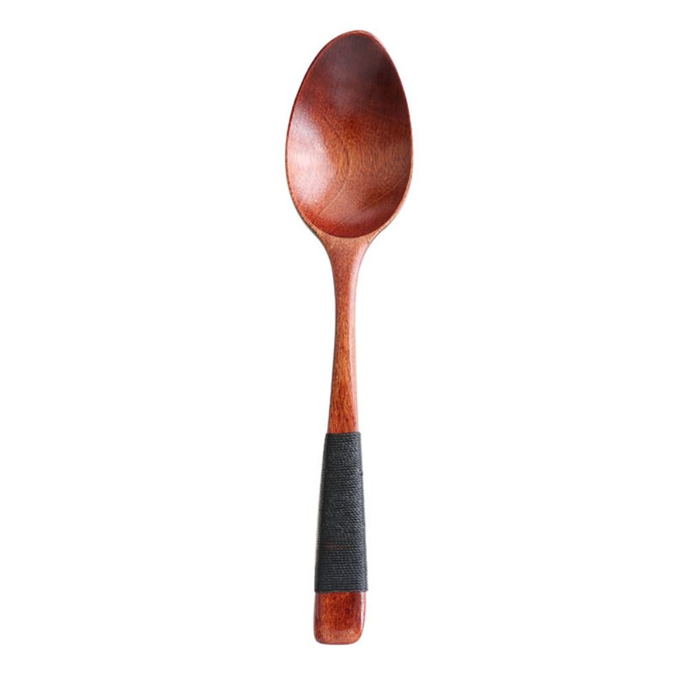 Kids Adults Elegant Eating Tableware Wooden Cutlery Kitchen Utensil Soup Spoons Scoop