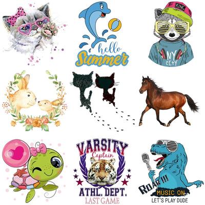 Cartoon Cute AnimalPatches On Clothes DIY Heat Transfers Clothing Stickers Iron On Patch For T-shirt Jeans Sticker Applique