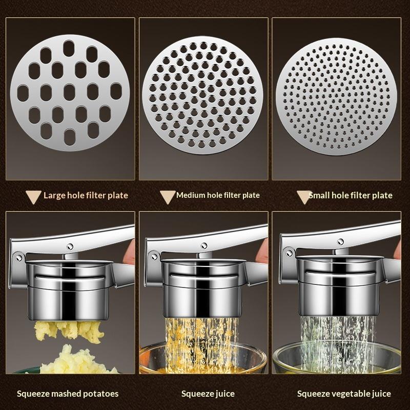 1pcs Stainless Steel Potato Ricer With Silicone Handle And Replaceable Chassis Potato Mashers Presses Mashing Mashed Potatoes