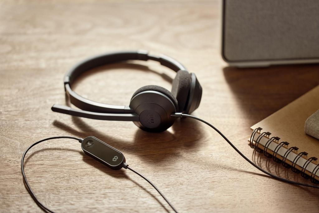 Cisco Systems Cisco Headset 321Q USB Wired Single Headphones USB Cable Connection Microsoft Teams Controller Carbon Black On-Ear Type-A