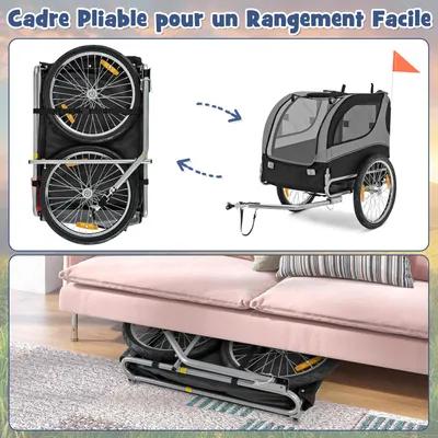 GIANTEX Dog Bicycle Trailer with Flag and Wheel Reflectors, Grey