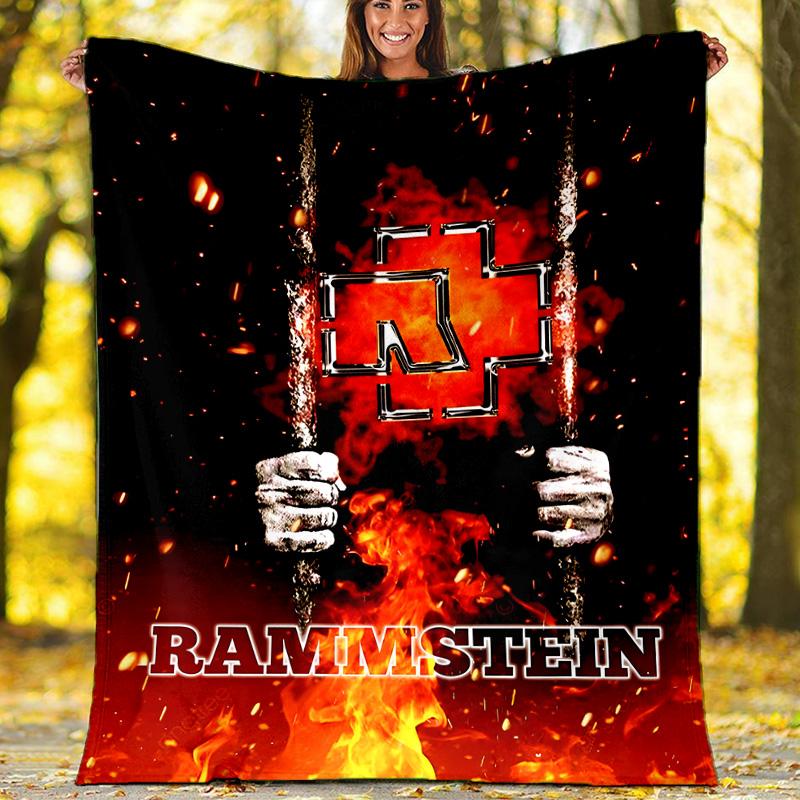 1pc Rammstein2 Theme Blanket - Digital Print, Polyester, Cozy for All Seasons, Perfect for Outdoor, Camping, and Travel