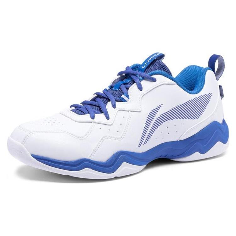 New LiNing CS6 Slip Resistant, Abrasion Resistant, Breathable Low Top Badminton Shoes Unisex White Blue AYTS055-2