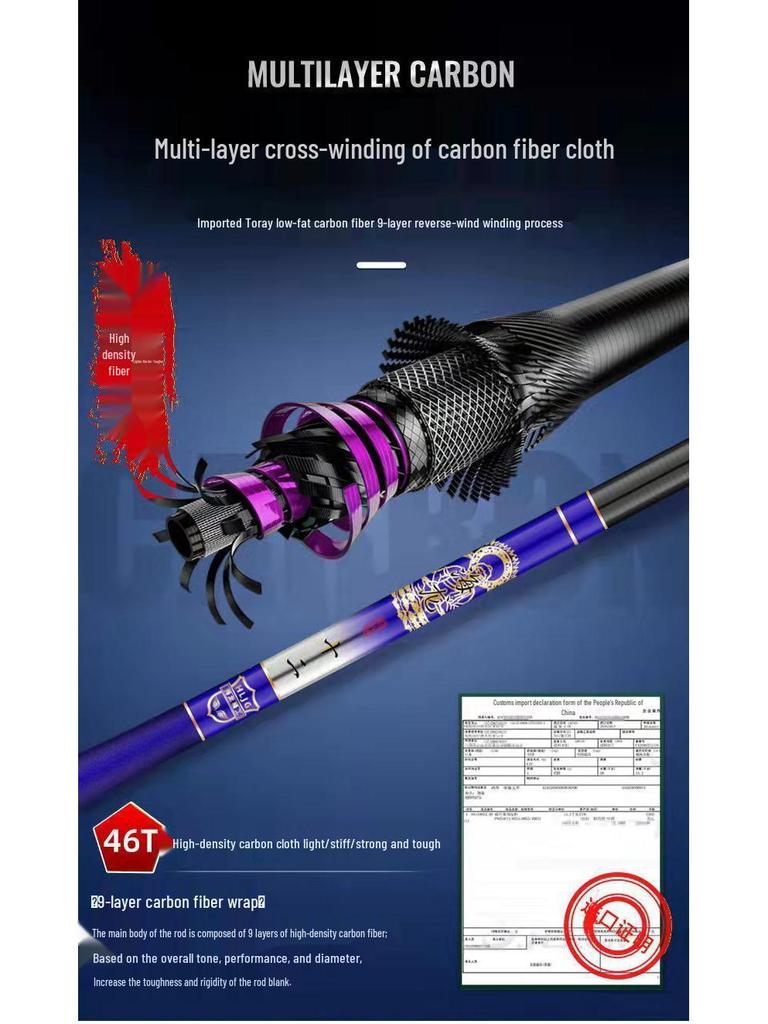 Ultra-Thin High Carbon Crucian Carp Hand Fishing Rod - Super Hard, Wild All-Around Rod, 28/19 Tone, Hot Seller