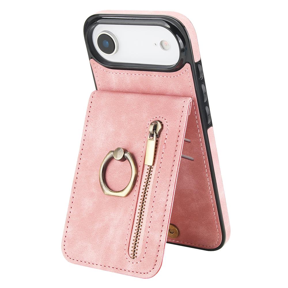 For iPhone Air Case Zipper RFID Blocking Retro Leather + TPU Phone Cover with Kickstand
