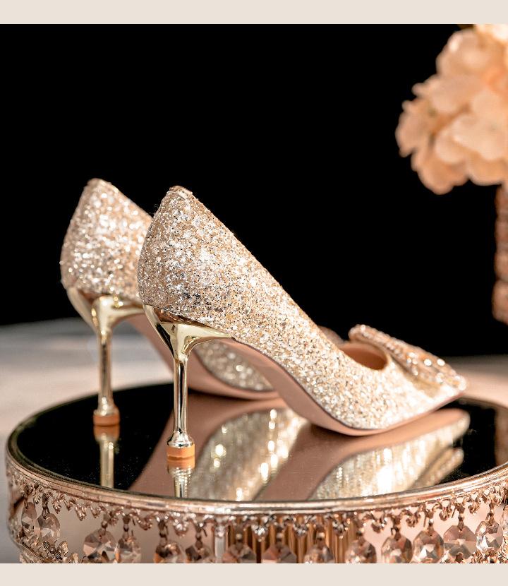 

Красные красивые свадебные туфли китайские туфли-лодочки на высоком каблуке для невесты, шпилька для помолвки, остроносые туфли на шпильке с пайетками 40