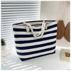 New Striped Large Capacity Shopping Bag Compilation Tote Bag