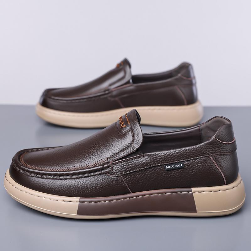 Genuine Leather Men Shoes Luxury Brand Business Formal Casual Mens New Loafers Moccasins Soft Breathable Slip On Boat Shoes High