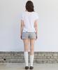 Lense Eyelet Frill Half T-Shirt White