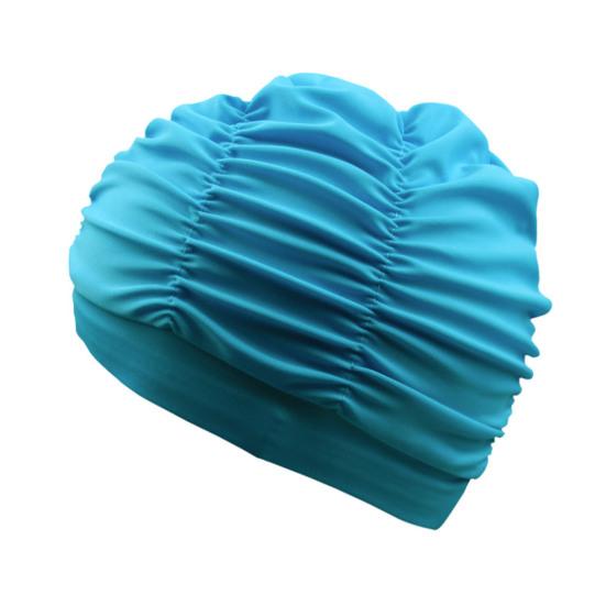 Women Cloth Swimming Cap, Breathable Ruffle Solid Color Swim Pool Cap for Adults, Short Long Thick Hair Ear Protection Bathing Hat