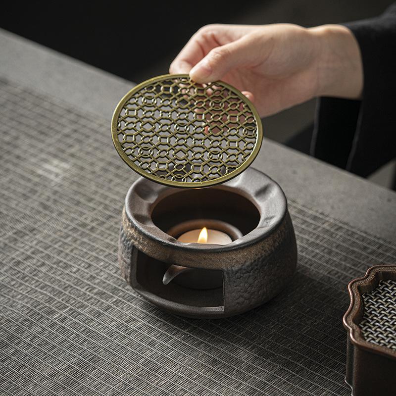 Retro Candle Heating Tea Warmer Base, Fragrance Maker, Tea Maker, Open Flame Roasted Orange Stove, Hot Tea Warmer