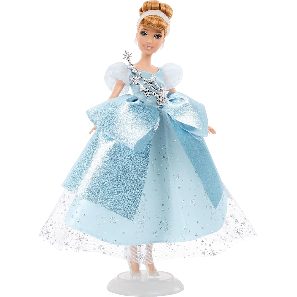 Mattel Disney Cinderella Platinum Doll Dress-Up Toy 100th Anniversary Celebration for Ages 6 and Up